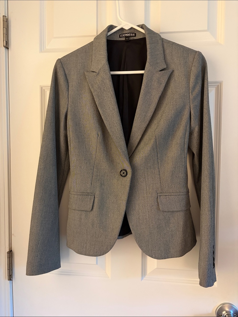 Express Women's Light Gray Tailored Single-Button Blazer